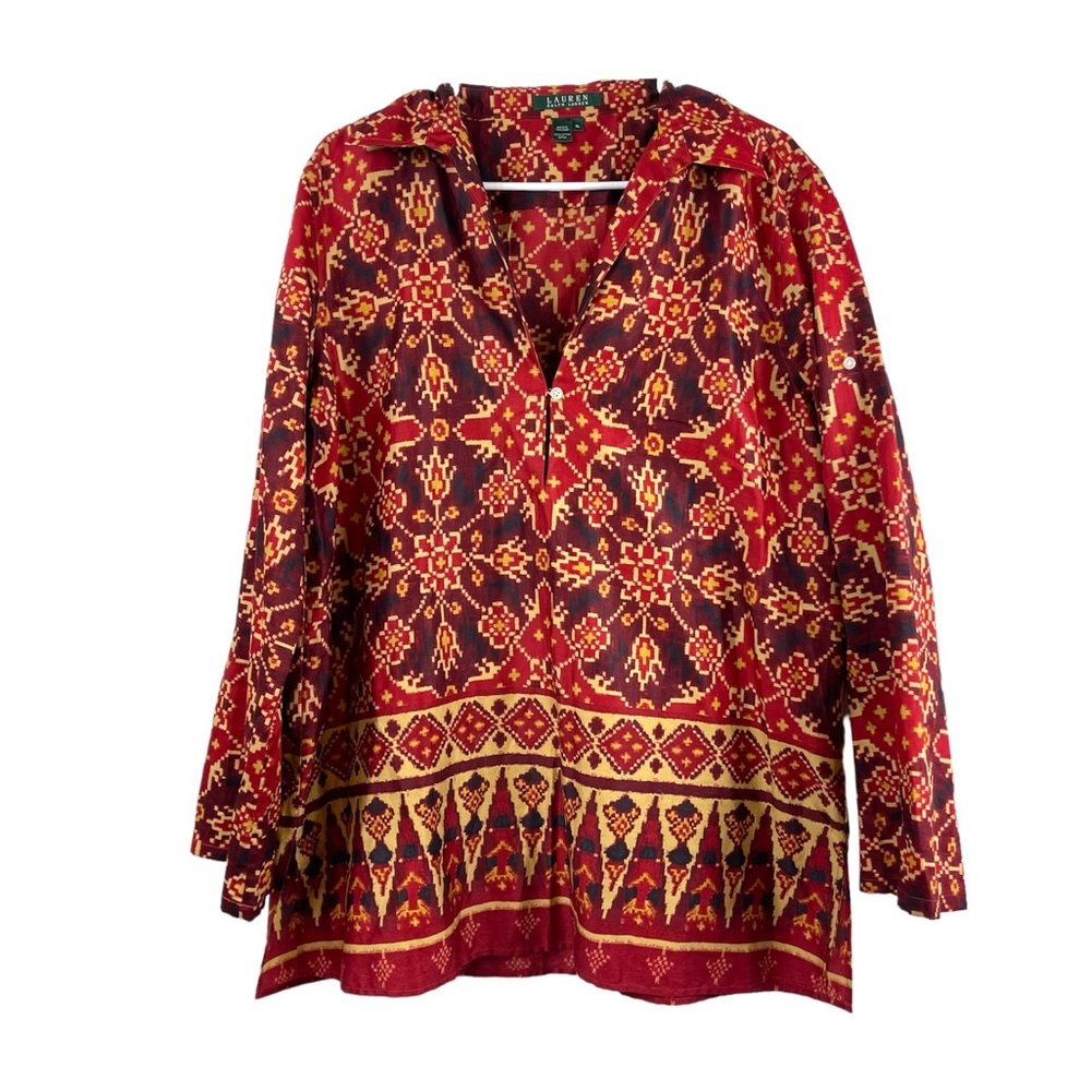 Lauren Ralph Lauren Women's Top Size XL Roll Tab Long Sleeve Cotton